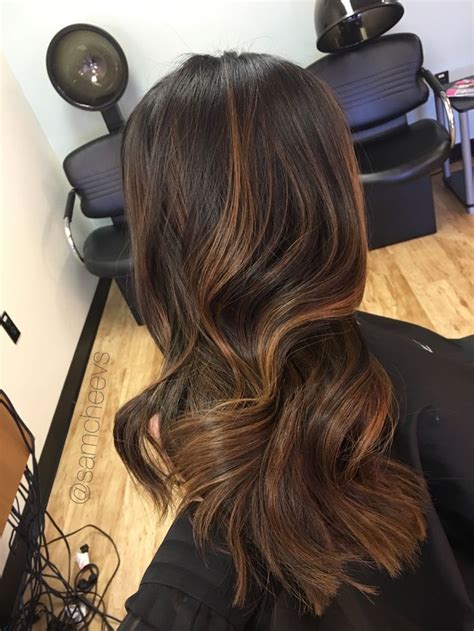 Warm honey caramel balayage for black and dark brown hair colors ...