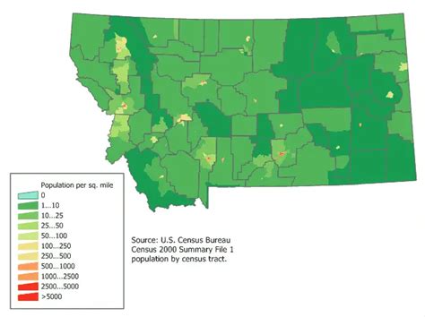 Montana Population Map - MapSof.net