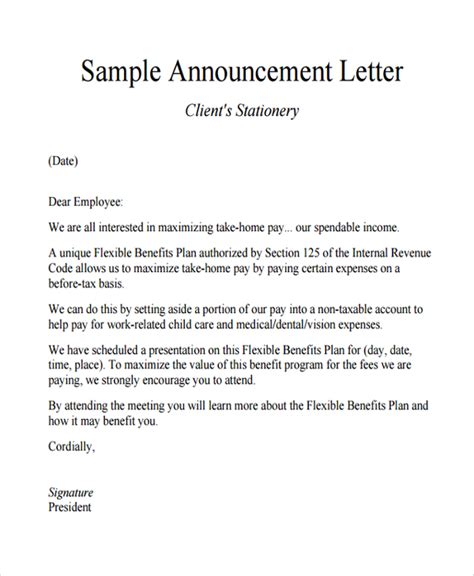 Sample Announcement Letter Template - 9+ Free Documents Download in PDF, Word