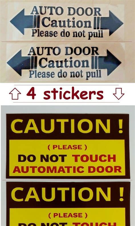 CAUTION AUTOMATIC DOOR - 4 STICKERS | Automatic door, White vinyl ...