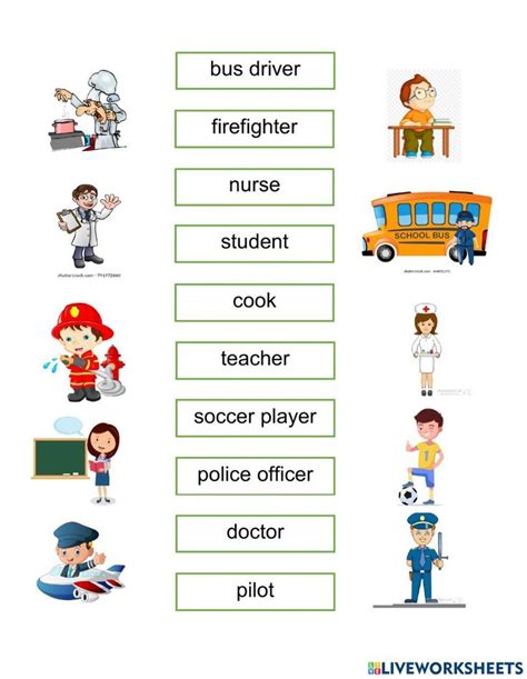 Jobs (matching) for kids worksheet | Kids worksheets preschool, Worksheets for kids, Vocabulary ...