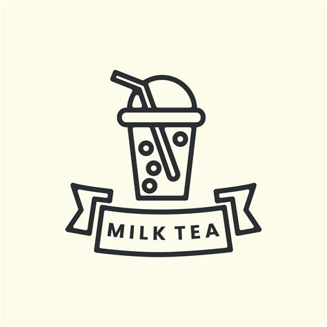 té de leche con diseño de plantilla de icono de logotipo de estilo de ...