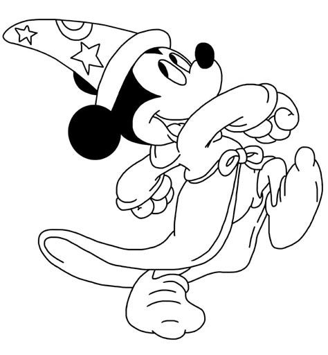 Sorcerer Mickey Mouse Coloring Page - Free Printable Coloring Pages for Kids