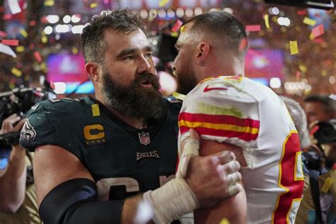 Travis Kelce emotional speaking about brother at Super Bowl - Los Angeles Times