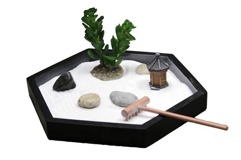 Buy Nature's Mark Mini Zen Garden Kit for Desk with Rake, White Sand ...