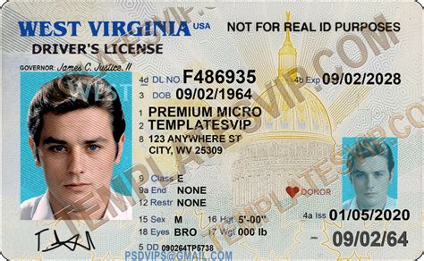 West Virginia (WV) – Drivers License PSD Template Download 2023 ...