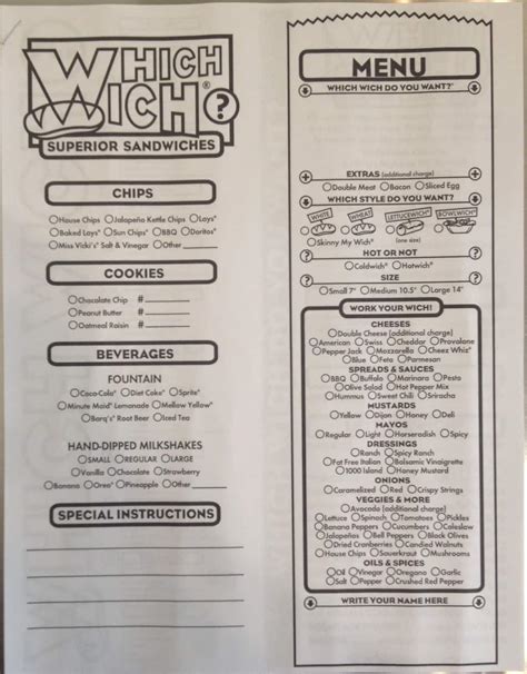 Which Wich Menu, Menu for Which Wich, Hattiesburg, Hattiesburg - Urbanspoon/Zomato