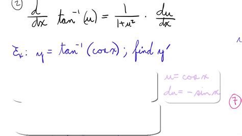 Derivative of Inverse Tangent (Arctan) with example - YouTube