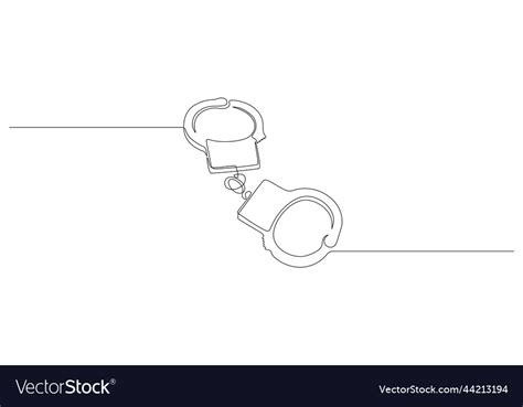 Handcuffs in one continuous line drawing symbol Vector Image