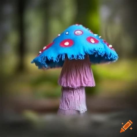 Colorful fabric mushroom sculpture
