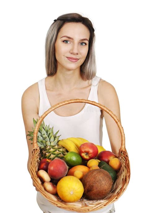 Basket with Tropical Fruits Stock Image - Image of isolated, lettuce: 74148561