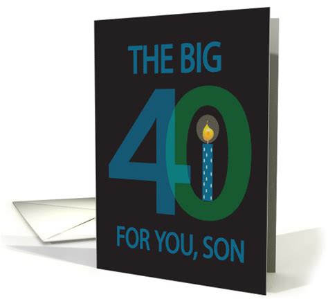 40th Birthday for Son, The Big 4-0 with Numbers & Candle card