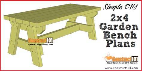 Simple 2x4 Garden Bench Plans - Free PDF Download - Construct101