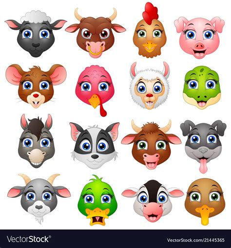 illustration of Animal head cartoon collection set. Download a Free ...