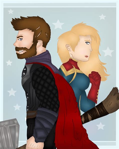 Thor and Captain Marvel by MySpoiledLife on DeviantArt