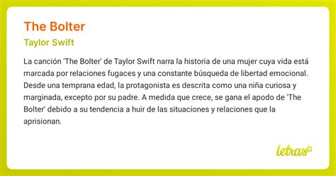 Significado de la canción THE BOLTER (Taylor Swift) - LETRAS.COM