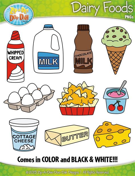 Dairy Foods Clipart {Zip-A-Dee-Doo-Dah Designs} | Deutsch für anfänger, Kinder lernen, Kochen ...