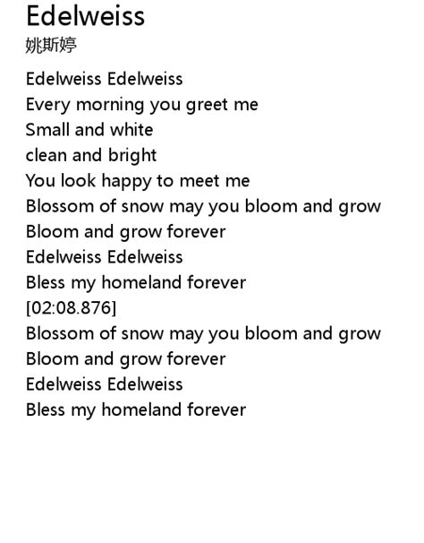 Edelweiss song lyrics – Integrert kjokkenet