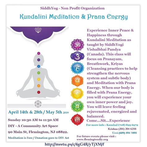 KUNDALINI MEDITATION APR. 14, 28 + MAY 5 – Flemington DIY