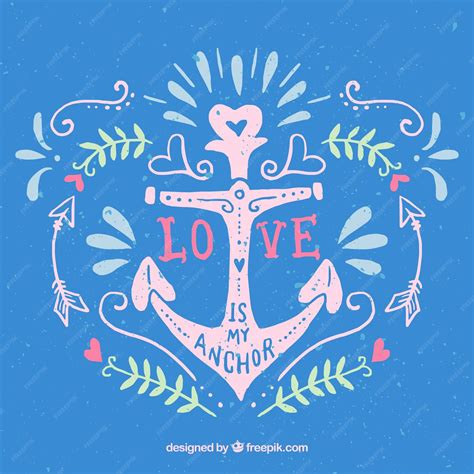 Free Vector | Blue hand drawn anchor background