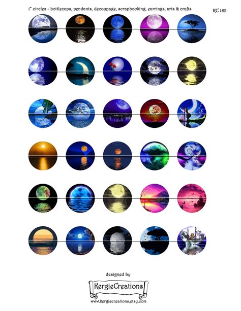 MOONLIGHT REFLECTIONS Digital Collage Sheet 1 Inch Round - Etsy