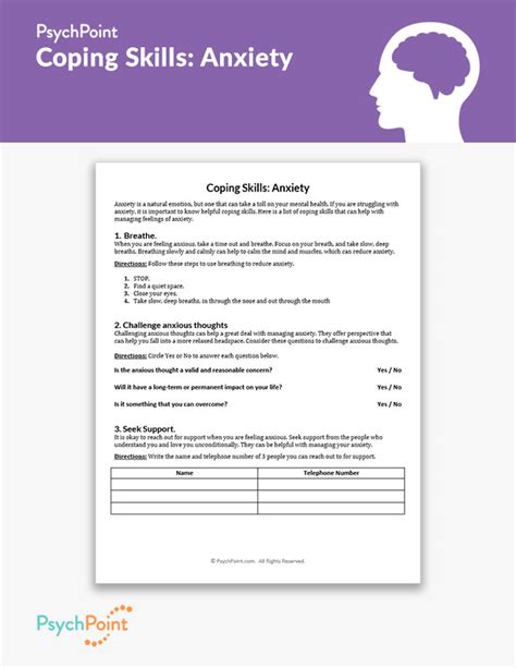 Coping Skills: Anxiety Worksheet | PsychPoint