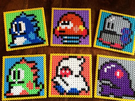 Bubble Bobble Themed Pixel Art Coasters Available as