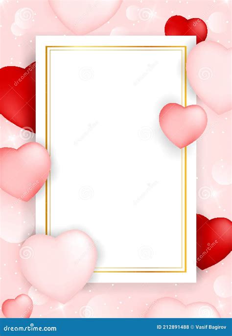 Valentines Day Empty Card Background with Heart. Vector Illustration Stock Vector - Illustration ...