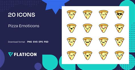 Pizza Emoticons Icon Pack | Outline Color | 20 .SVG Icons