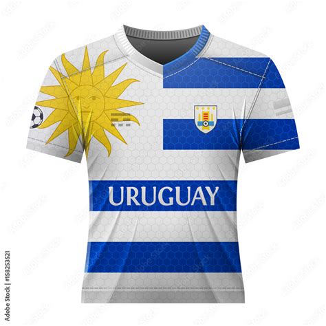 Soccer shirt in colors of uruguayan flag. National jersey for football team of Uruguay. Best ...