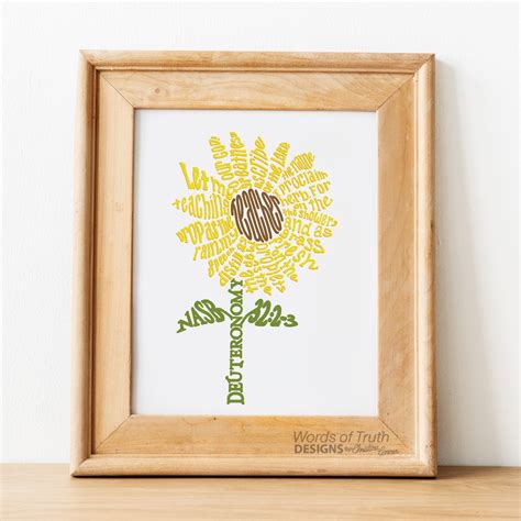 Sunflower Scripture Bible Verse Word Art Print, Deuteronomy 32:2-3 ...