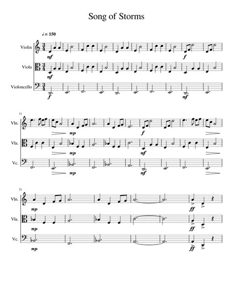 Song of Storms Sheet music for Violin, Viola, Cello (String Trio) | Musescore.com