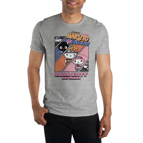 Hello Kitty & Naruto Anime Cartoon Crossover Mens Grey Tee-3XL - Walmart.com