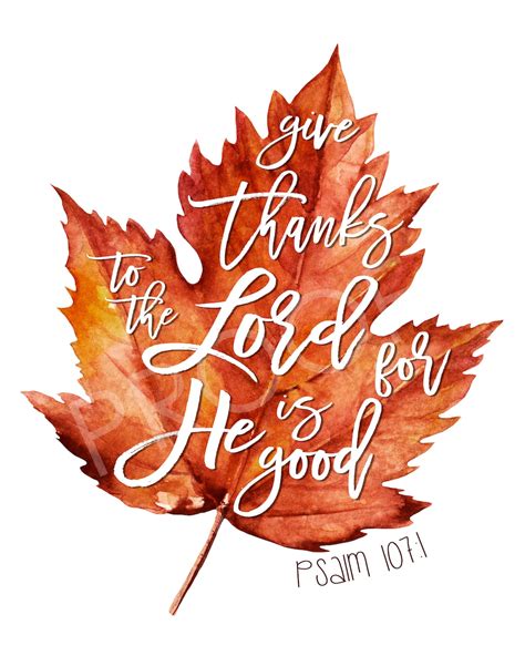 Scripture Art Psalm 107:1 Fall, Leaves, Give Thanks - Etsy