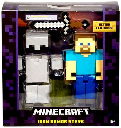 Minecraft Survival Mode Iron Armor Steve 5 Action Figure Mattel Toys - ToyWiz