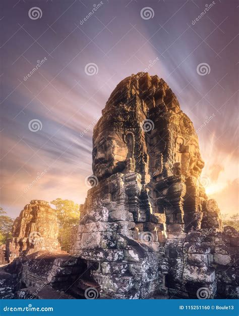 Sunrise View of Ancient Temple Bayon Angkor Wat Stock Photo - Image of landmark, ruin: 115251160