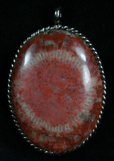 Fossil Red Horn Coral Pendant - Utah (#5952) For Sale - FossilEra.com
