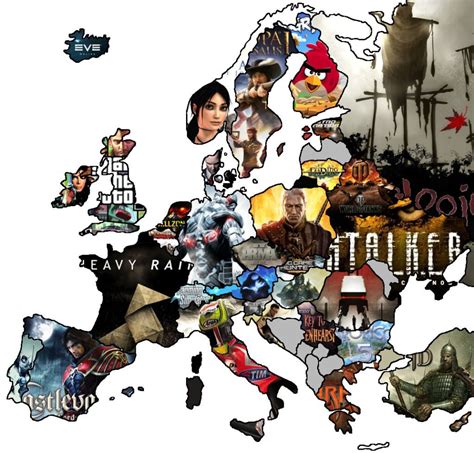 Video Game Map of Europe (Map of famous video games developed by each ...