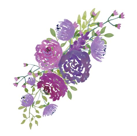 FEATURED DESIGNER: Lolly's Lane + Free Mixed Floral Sprays! | 꽃 삽화, 자주색 꽃, 꽃 수채화