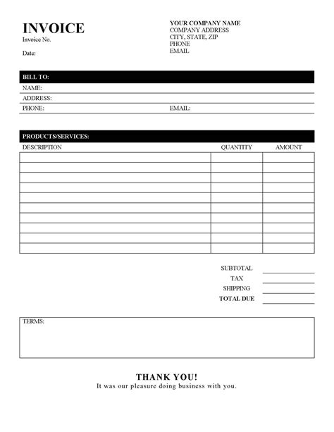 Invoice Template, Printable Invoice, Business Form, Editable Invoice, Receipt, Microsoft Word ...