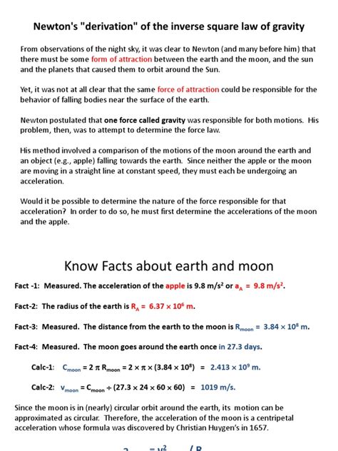 Newton's "derivation" of the inverse square law of gravity | Gravity | Orbit