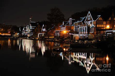 Philadelphia Boathouse Row At Night Photograph by Gary Whitton