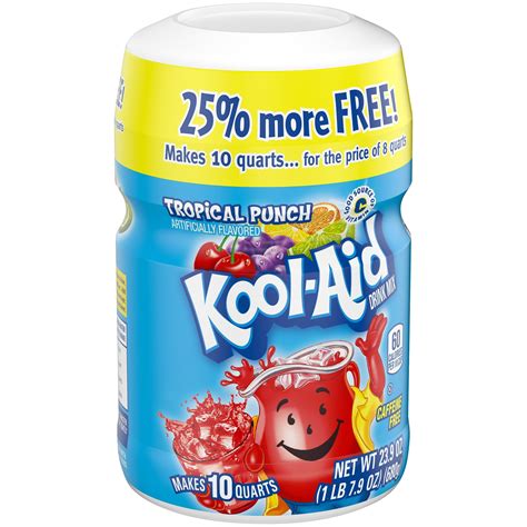 Kool-Aid Sugar Sweetened Caffeine-Free Limited Time 25% More Tropical ...