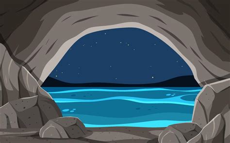 Sea cave background in cartoon style 7012460 Vector Art at Vecteezy