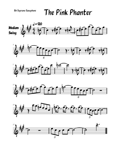 The Pink Panther Theme – Henry Mancini for Soprano Sax Sheet music for ...