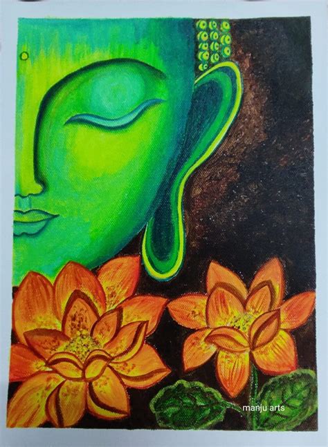 Buddha - Indian Art (21cms x 30cms) - International Indian Folk Art Gallery