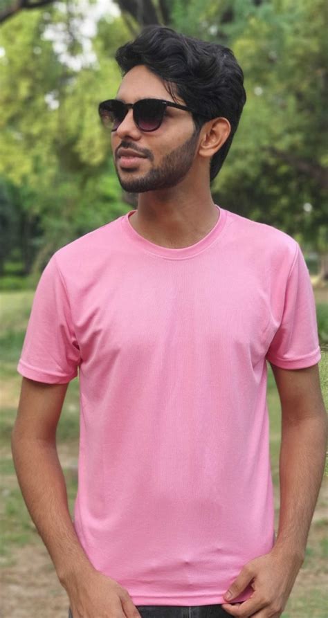 Buy Baby Pink Half Sleeve Plain T-Shirt for Men online in India - InkWynk