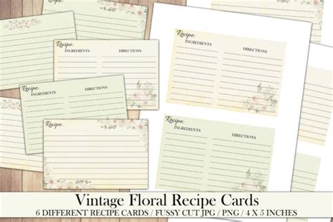 Vintage Floral Recipe Cards Graphic by NiftyCraftyHouse · Creative Fabrica