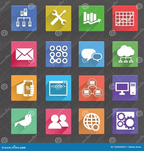 Vector Illustration of Computer Technology Icons Set Stock Illustration - Illustration of ...