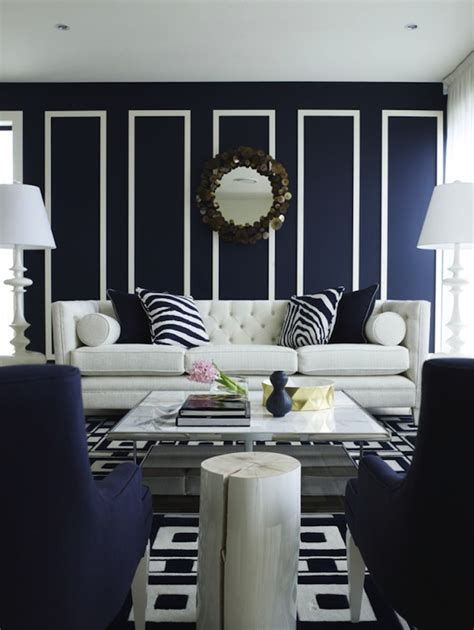 Contemporary Navy Blue Living Room Design